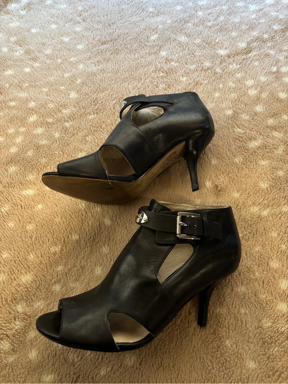MICHAEL Michael Kors Black Open-Toe Ankle Booties with Buckle - Picture 5 of 12
